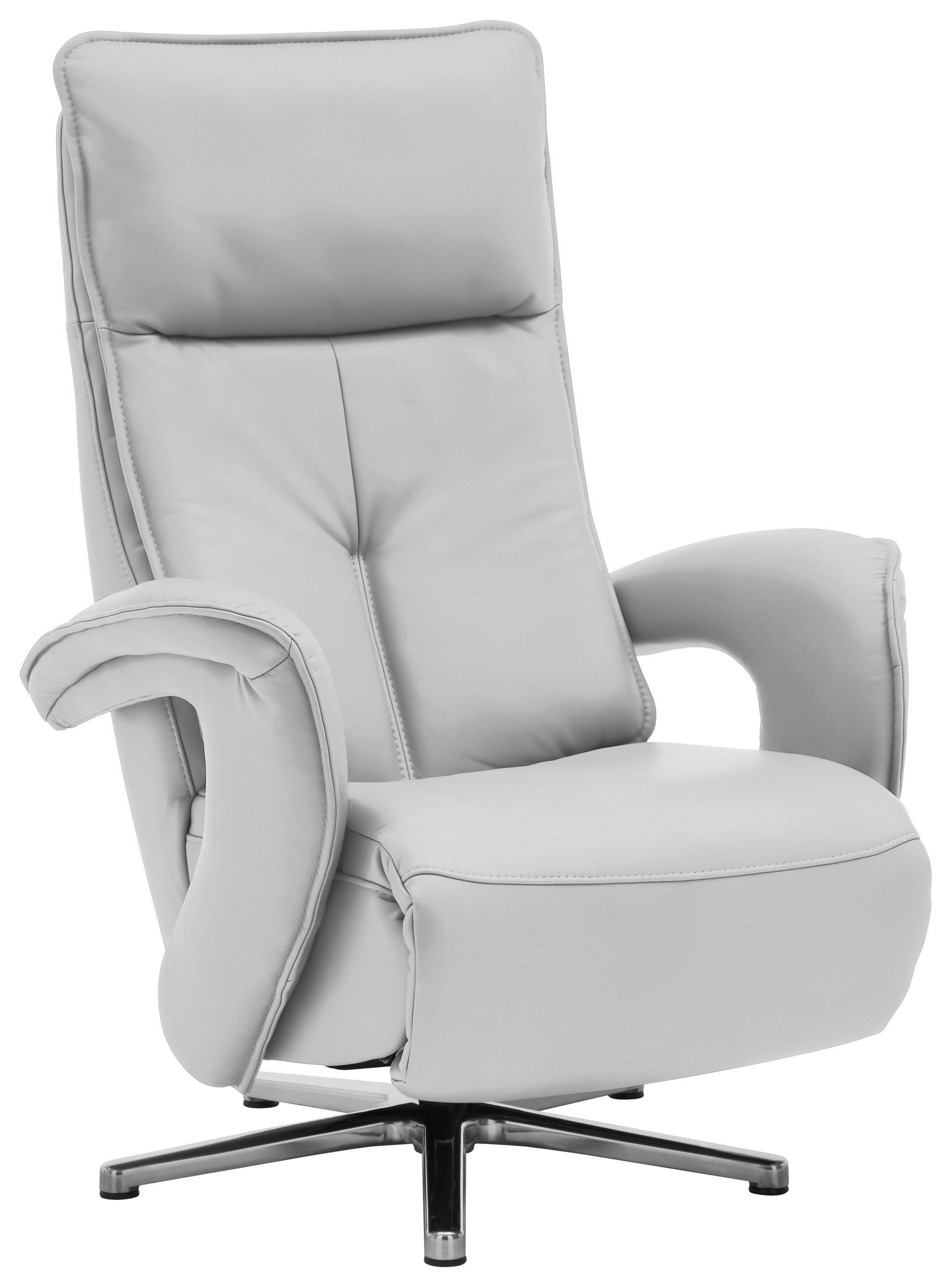 RELAXSESSEL in Leder Weiß  - Chromfarben/Weiß, Design, Leder/Metall (77/110/87cm) - Valdera