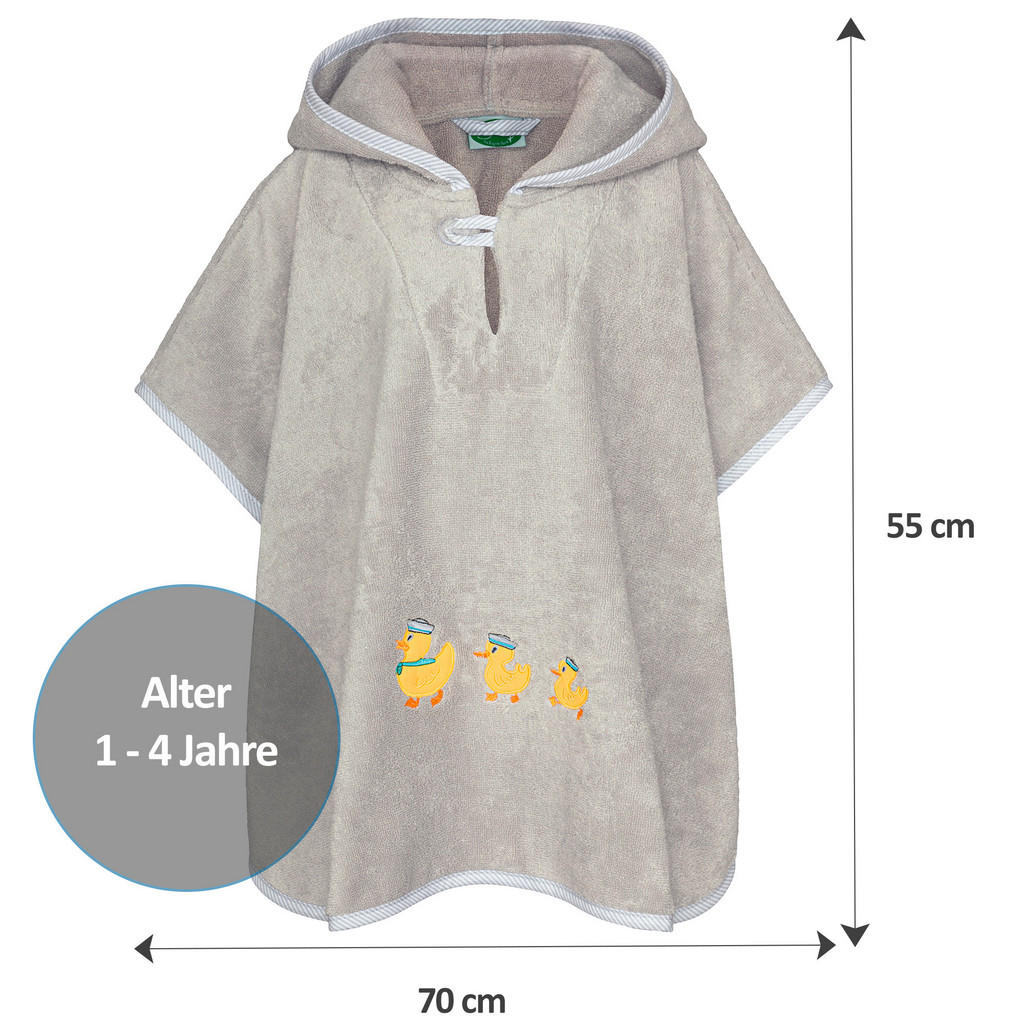 Thumbnail - Xxxl Kapuzenbadetuch Ente, Hellgrau, Textil, Ente, 70x55 cm, Handmade in Europe, Oeko-Tex® Standard 100, schadstoffgeprü...