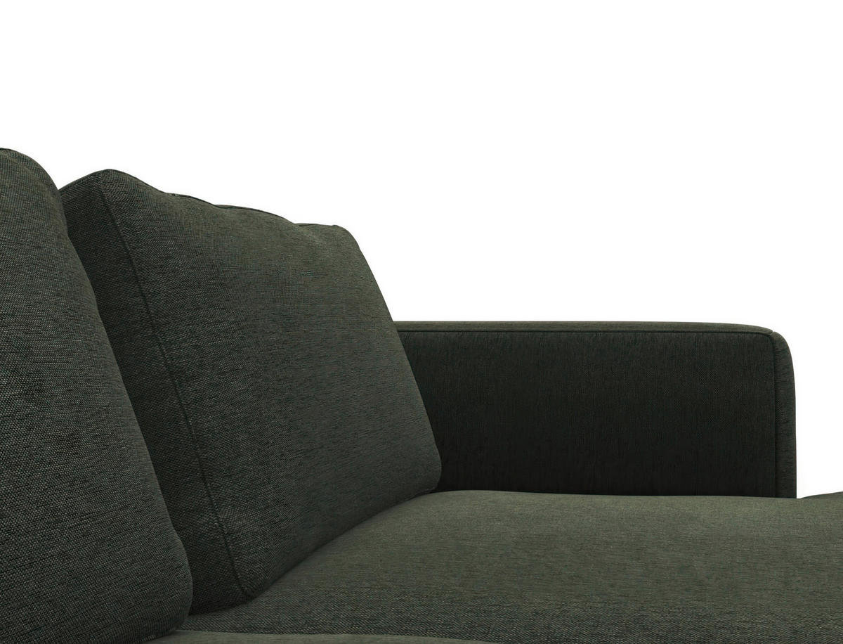 ECKSOFA Waldgrün Webstoff, Flachgewebe  - Waldgrün/Schwarz, Design, Textil/Metall (303/148cm) - Livetastic