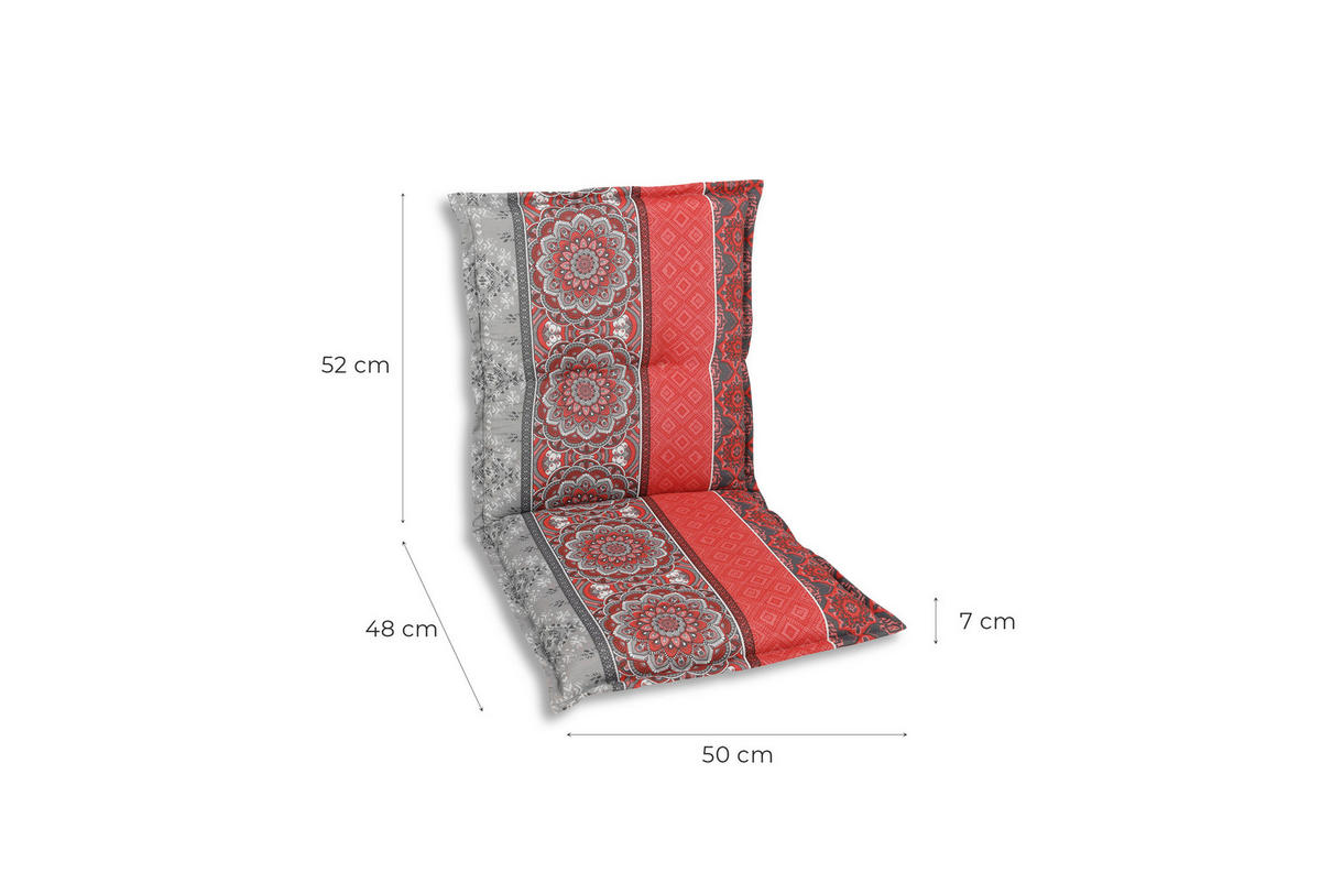 SESSELAUFLAGENSET in Grau, Rot, Hellgrau Ornament  - Rot/Hellgrau, Basics, Textil (50/7/100cm)