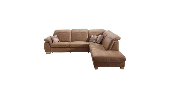 ECKSOFA Braun Mikrofaser - Beige/Buchefarben, KONVENTIONELL, Textil (299/245cm) - Voleo