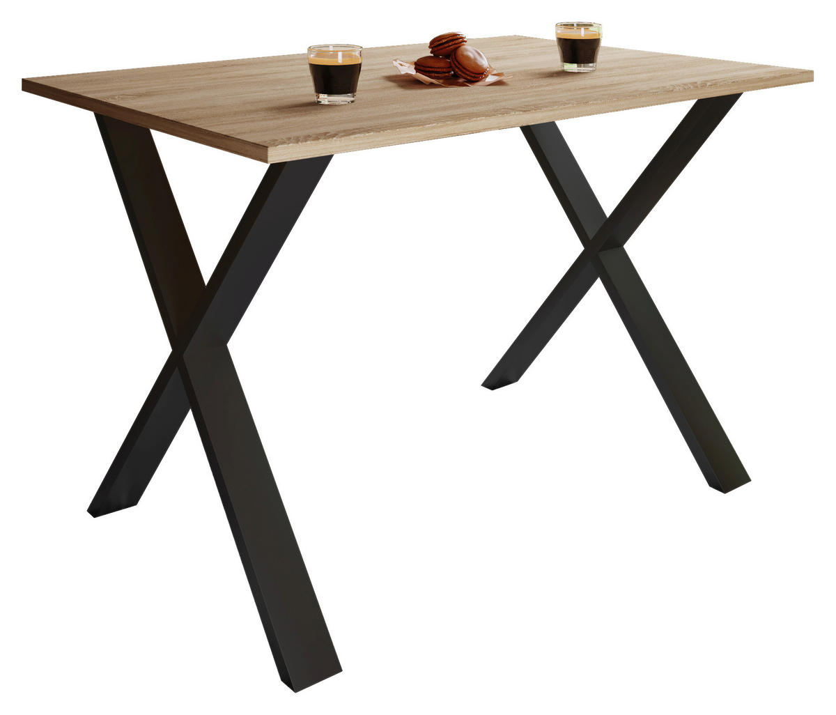 ESSTISCH in Holzwerkstoff 80/80/76 cm   - Schwarz/Sonoma Eiche, Basics, Holzwerkstoff (80/80/76cm) - MID.YOU