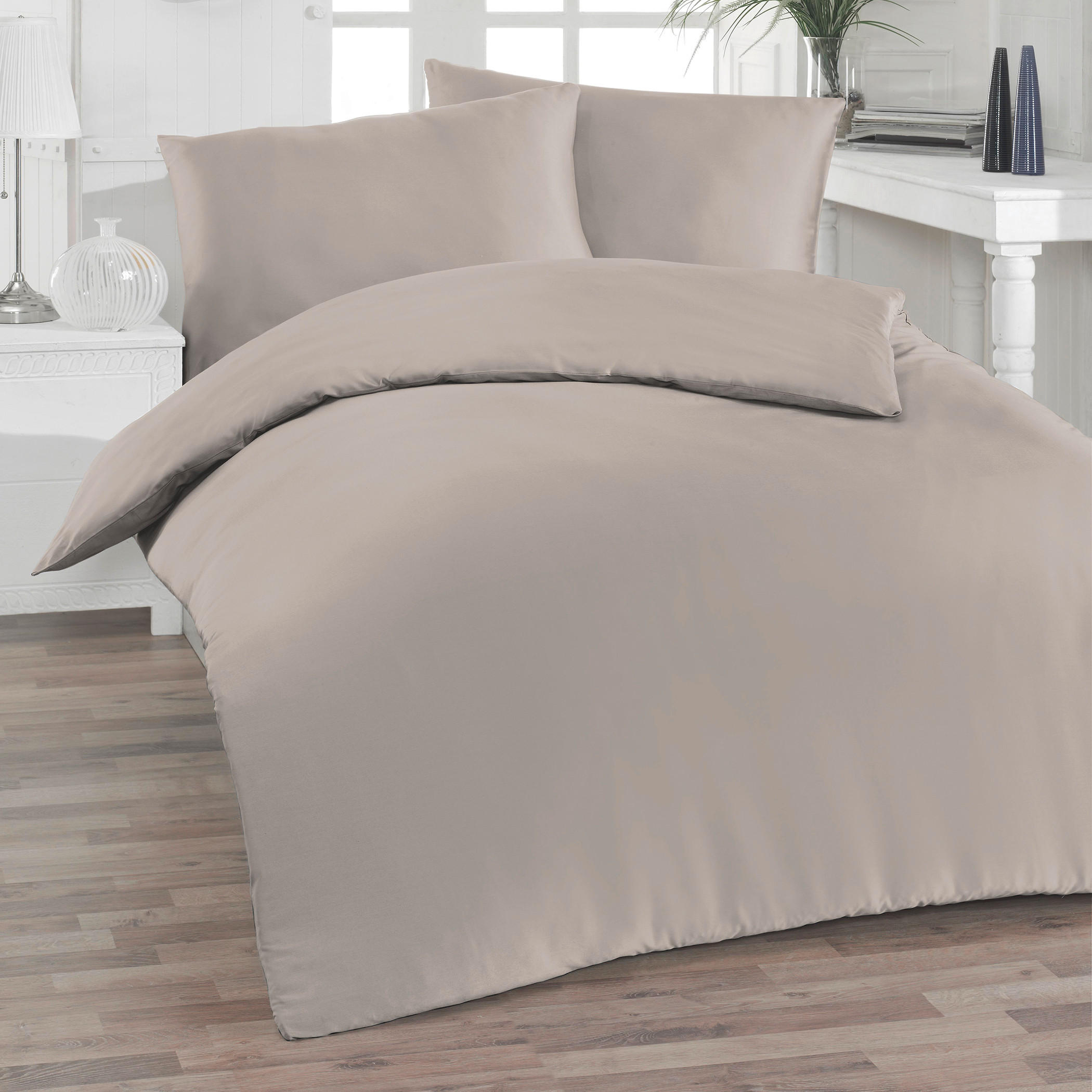 BETTWÄSCHE Satin 140/200 cm  - Hellbraun, Basics, Textil (140/200cm) - Florella