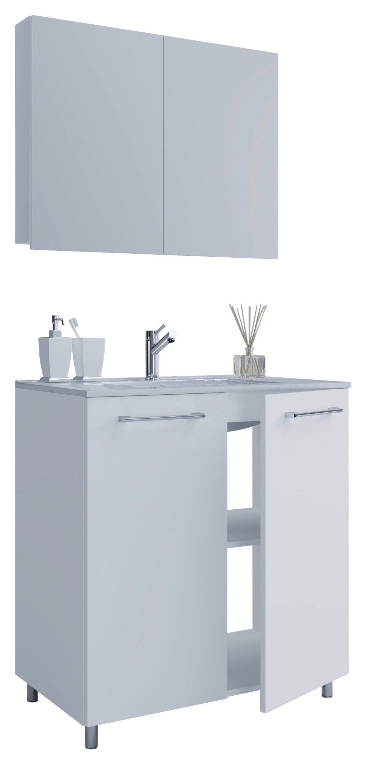 BADRUM 60 cm  - vit/silver, Modern, metall/trämaterial (60cm) - MID.YOU