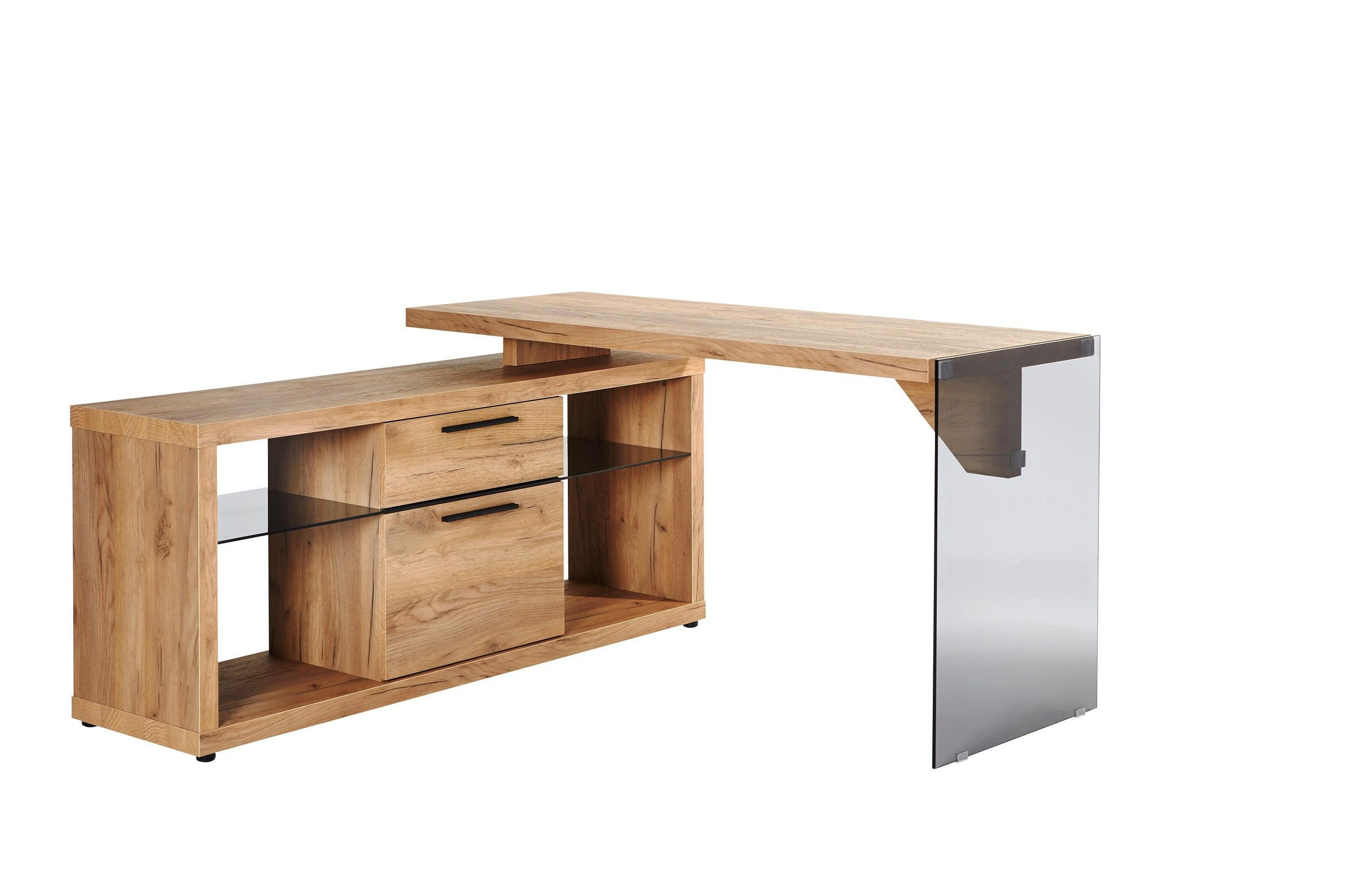 Eckschreibtisch in Eichefarben