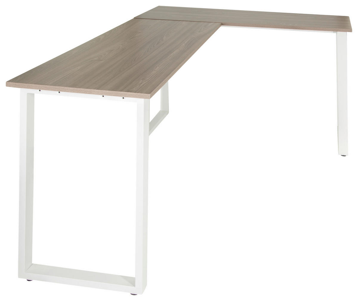 ECKSCHREIBTISCH 165/120/75 cm  in Grau, Weiß  - Weiß/Grau, Basics, Holzwerkstoff/Metall (165/120/75cm) - MID.YOU