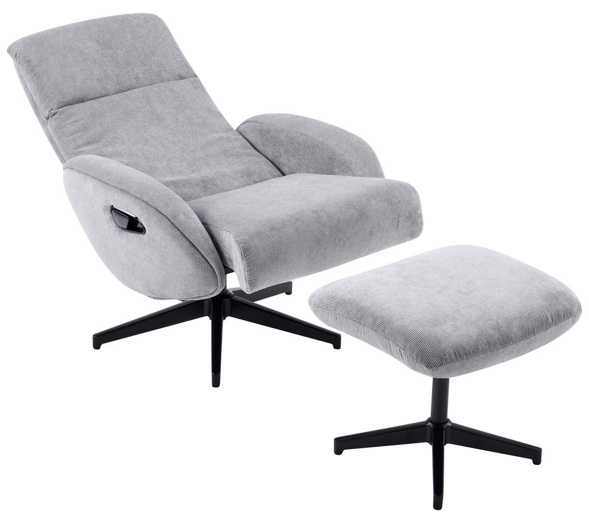 RELAXSESSELSET BASTY Webstoff Hocker    - Schwarz/Grau, Design, Textil/Metall (75/107/77cm) - Livetastic