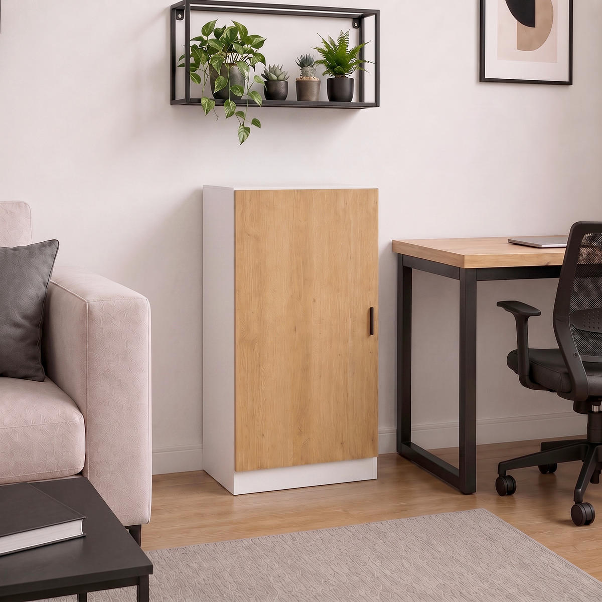 AKTENSCHRANK Weiß, Honigeiche  - Honigeiche/Weiß, MODERN, Holzwerkstoff (52/114/32cm) - MID.YOU