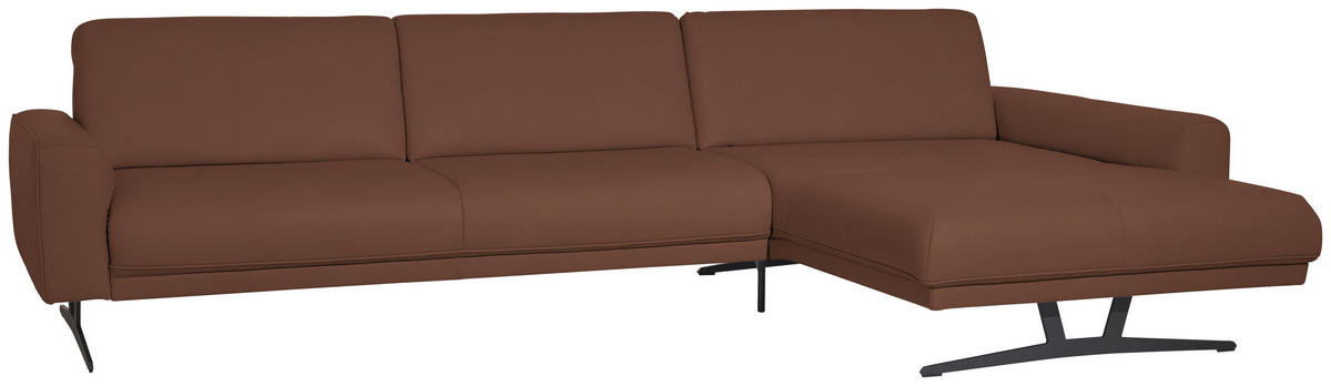 ECKSOFA in Echtleder Braun  324/179 cm  - Anthrazit/Braun, KONVENTIONELL, Leder/Metall (324/179cm) - Johann Jakob