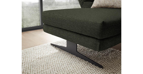 ECKSOFA Dunkelgrün Flachgewebe  - Dunkelgrün/Schwarz, Design, Textil/Metall (176-217/279-327cm) - Dieter Knoll