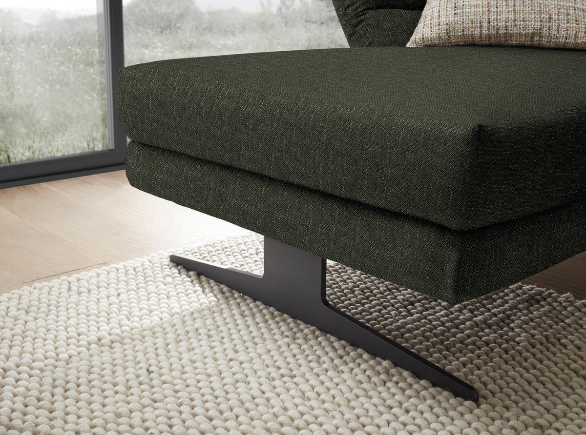 ECKSOFA  in Flachgewebe Dunkelgrün  176-217/279-327 cm  - Dunkelgrün/Schwarz, Design, Textil/Metall (176-217/279-327cm) - Dieter Knoll