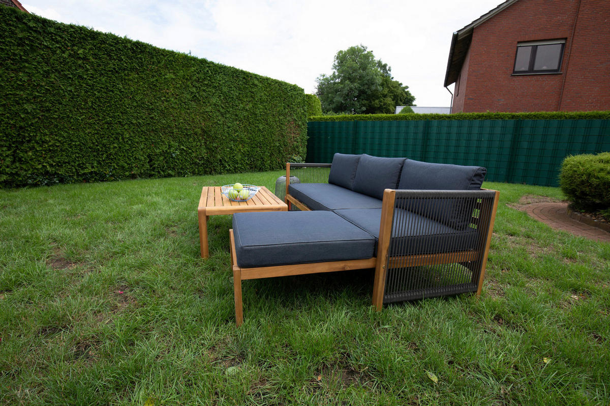 LOUNGEGARNITUR  198/132 cm  Akazie  - Schwarz/Akaziefarben, Basics, Holz/Textil (198/132cm) - Acamp