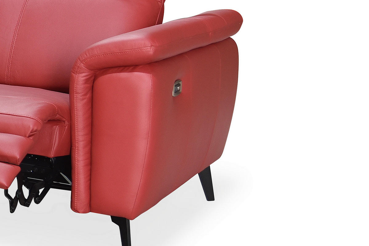 ECKSOFA Rot Echtleder  - Rot/Schwarz, MODERN, Leder/Holz (174/276cm) - Livetastic