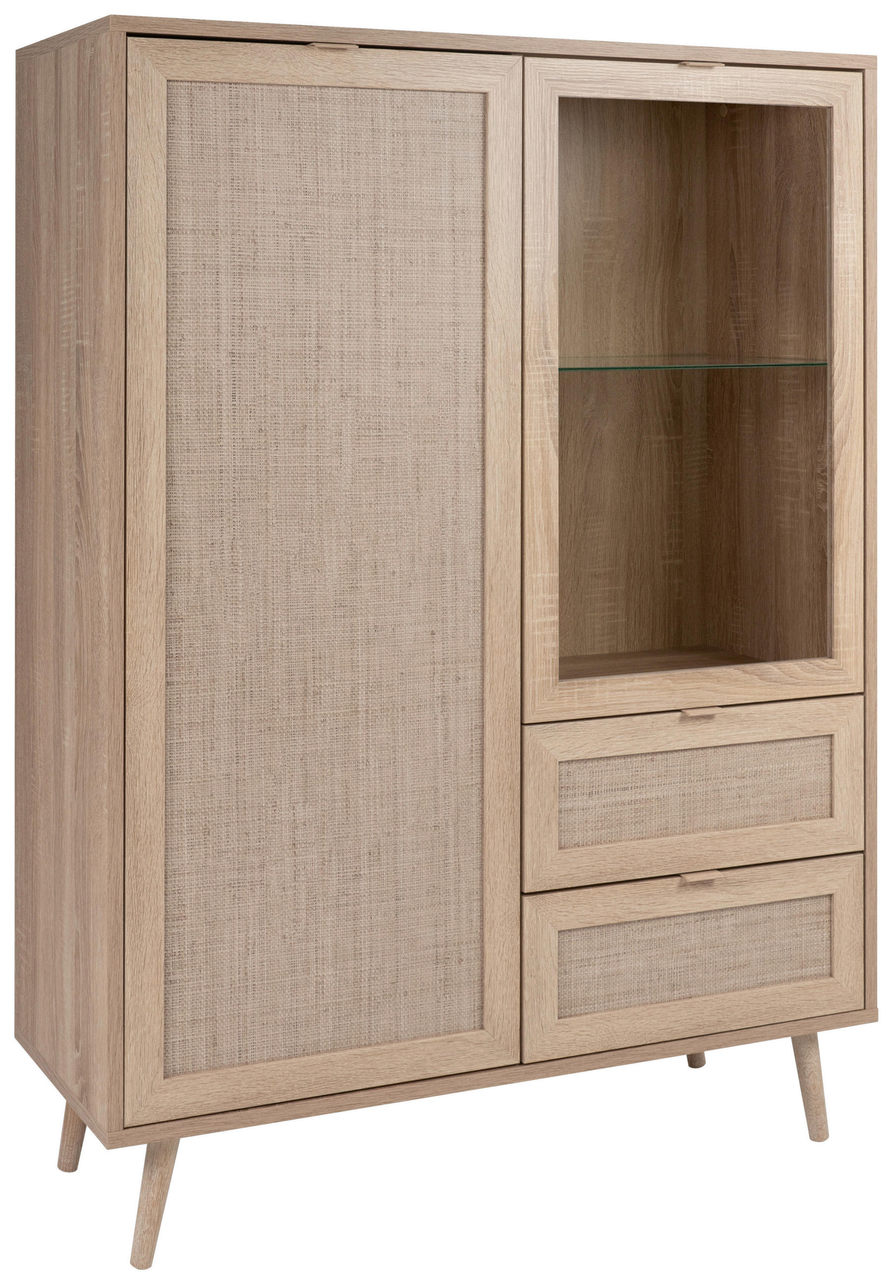 HIGHBOARD  101,5/139/40 cm 2 Schublade(n)  - Sonoma Eiche, Natur, Glas/Holz (101,5/139/40cm) - MID.YOU