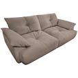 BIGSOFA Webstoff Beige  - Beige/Schwarz, KONVENTIONELL, Kunststoff/Textil (243/90,5/130cm) - Ambia Home