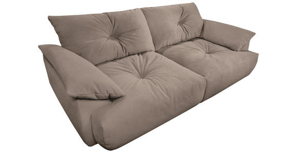 BIGSOFA Webstoff Beige  - Beige/Schwarz, KONVENTIONELL, Kunststoff/Textil (243/90,5/130cm) - Ambia Home