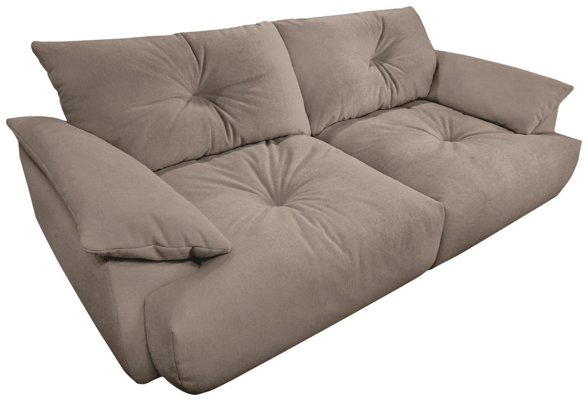 BIGSOFA Webstoff Beige  - Beige/Schwarz, KONVENTIONELL, Kunststoff/Textil (243/90,5/130cm) - Ambia Home