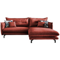 ECKSOFA in Velours Koralle  255/180 cm  - Türkis/Koralle, MODERN, Textil/Metall (255/180cm) - Livetastic