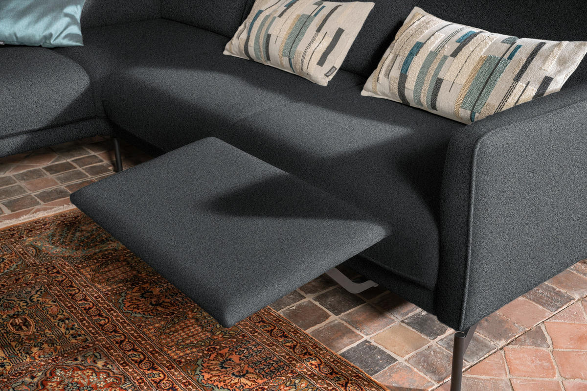 ECKSOFA in Flachgewebe, Struktur Grau  - Anthrazit/Grau, Design, Textil/Metall (230/254cm) - Johann Jakob