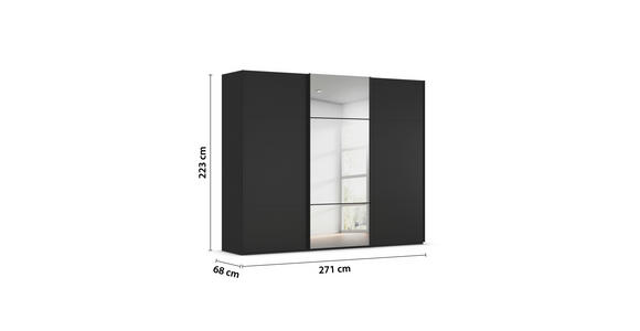 SCHWEBETÜRENSCHRANK 271/223/68 cm 3-türig Schwarz - Schwarz, KONVENTIONELL, Glas/Holzwerkstoff (271/223/68cm) - Novel