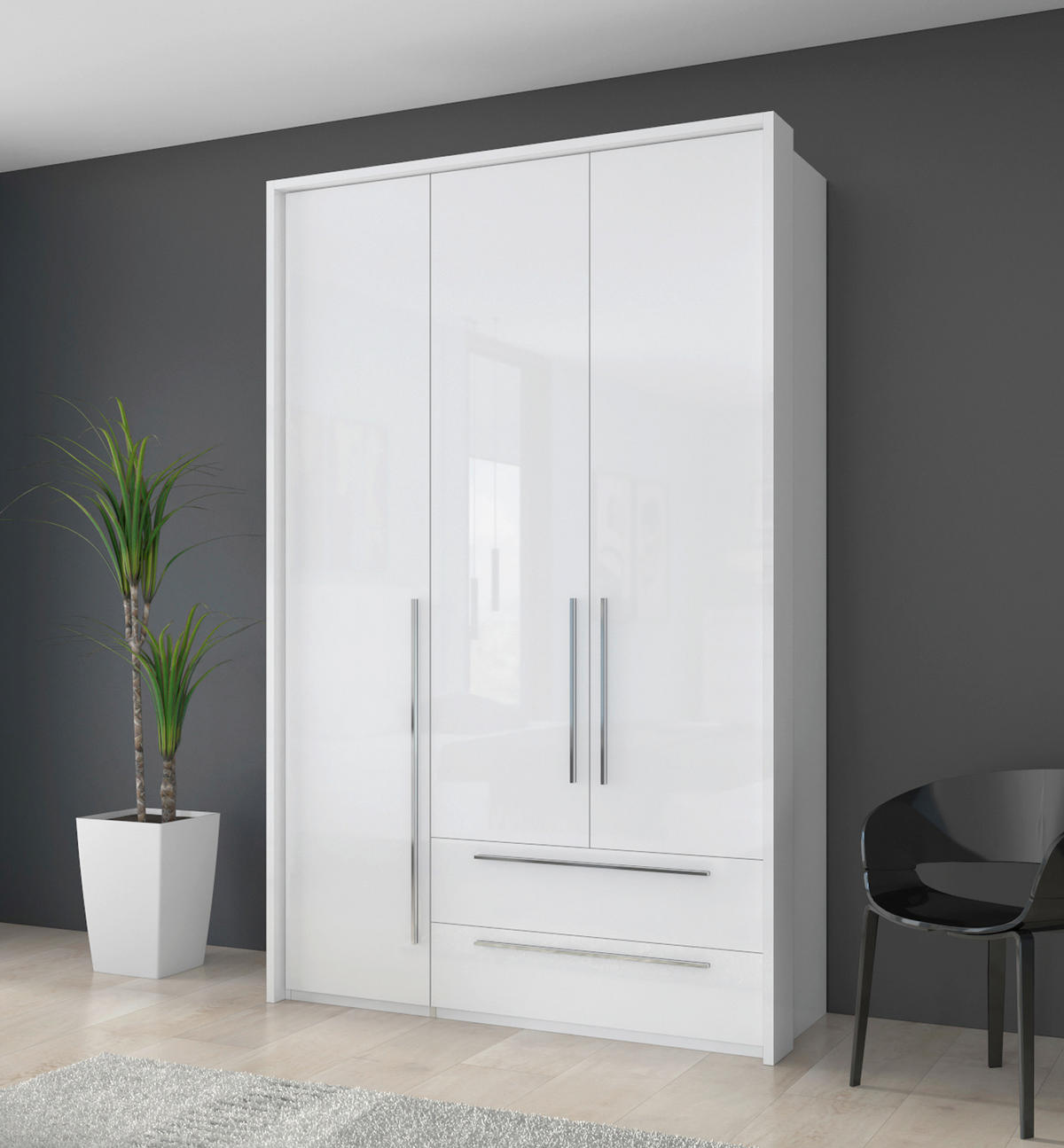 ORMAR SA KLASIČNIM VRATIMA bela, bela visoki sjaj  142/226/60 cm  - bela visoki sjaj/bela, Dizajnerski, pločasti materijal/plastika (142/226/60cm)