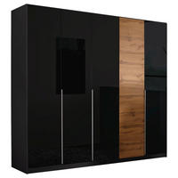 DREHTÜRENSCHRANK 226/210/54 cm,  in Dunkelgrau, Eiche Wotan, 5-türig  - Dunkelgrau/Eiche Wotan, Design, Glas/Holzwerkstoff (226/210/54cm) - Stylife