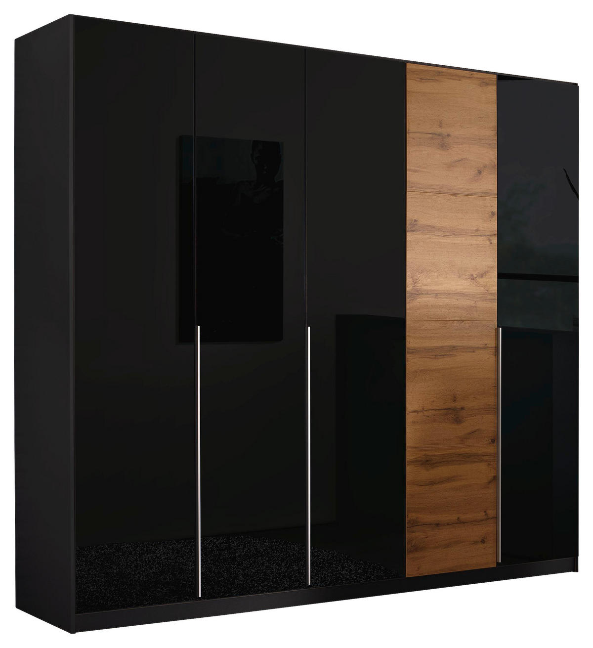 DREHTÜRENSCHRANK 226/210/54 cm,  in Dunkelgrau, Eiche Wotan, 5-türig  - Dunkelgrau/Eiche Wotan, Design, Glas/Holzwerkstoff (226/210/54cm) - Stylife