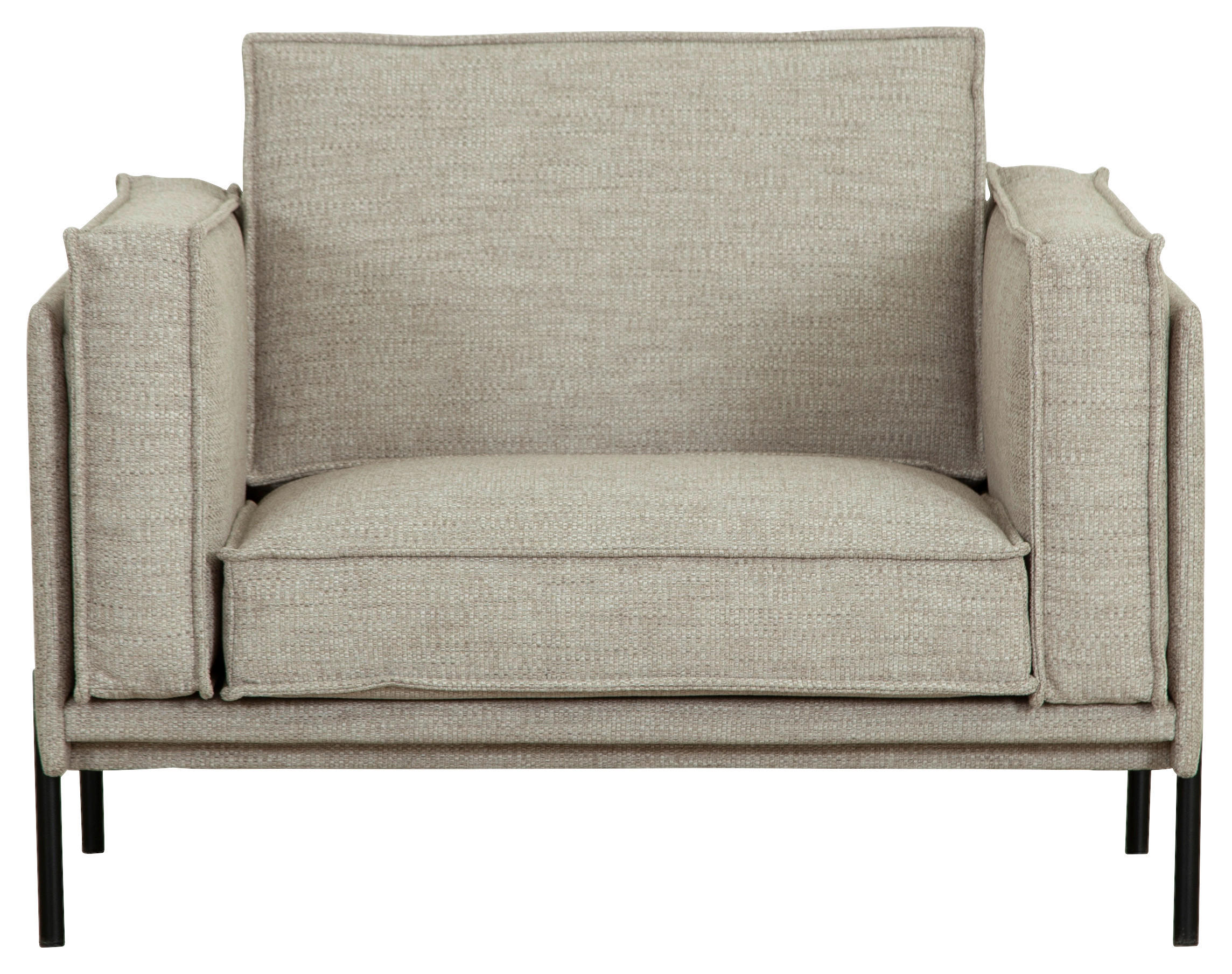 FÅTÖLJ i trä, metall, textil beige  - beige/svart, Design, metall/trä (115/79/91cm) - Welnova