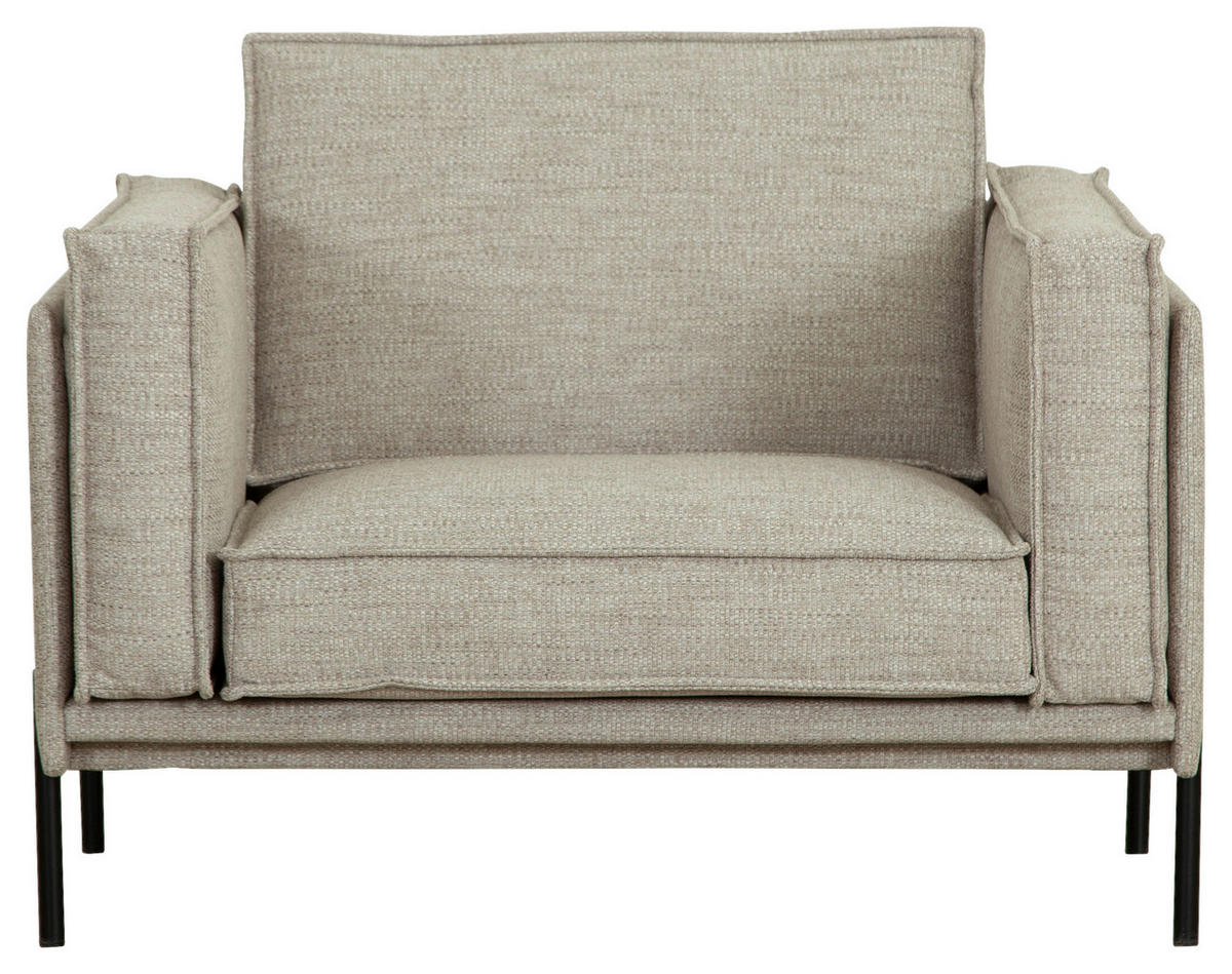 FÅTÖLJ i trä, metall, textil beige  - beige/svart, Design, metall/trä (115/79/91cm) - Welnova