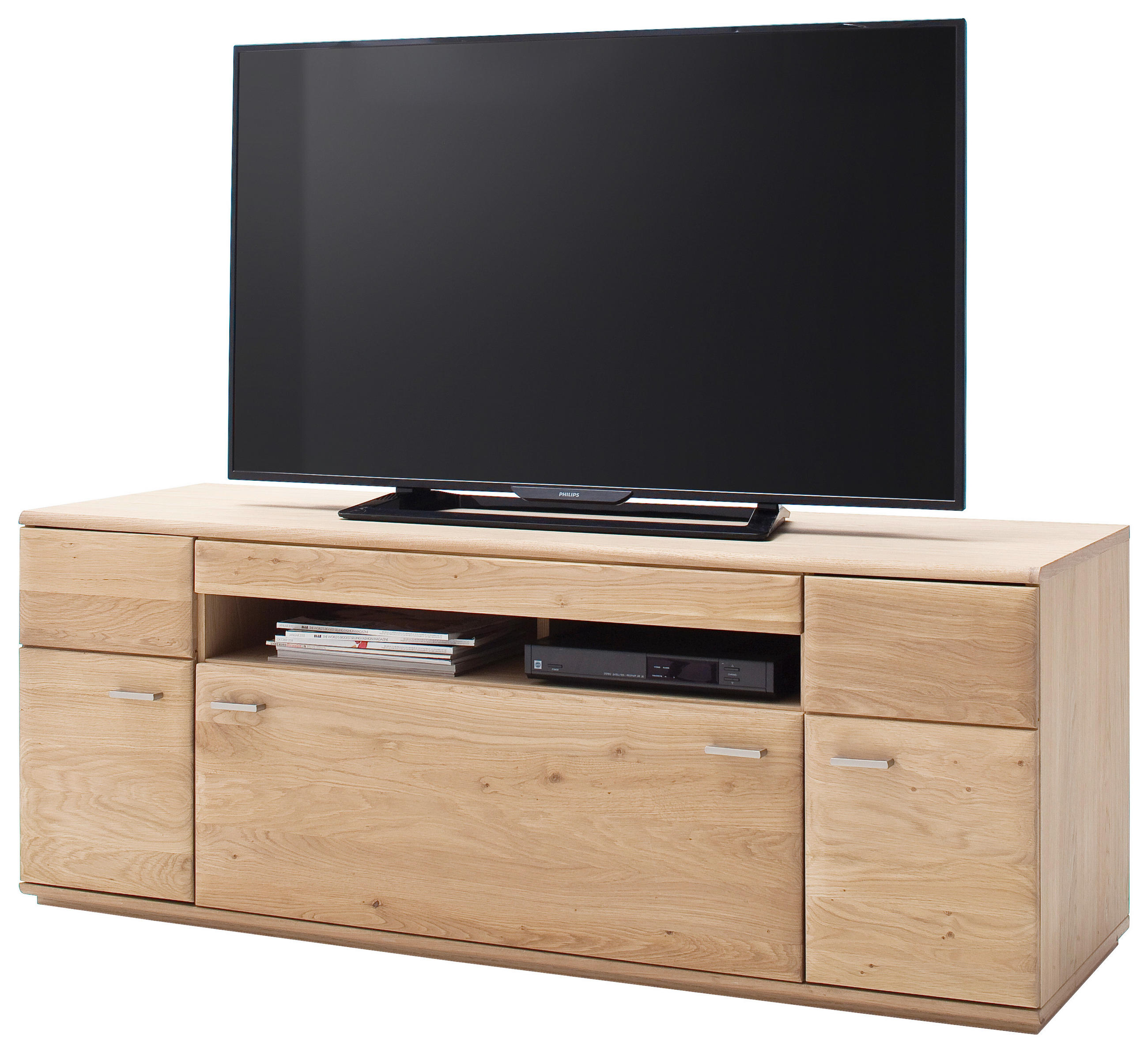 TV-ELEMENT - Eichefarben/Nickelfarben, Design, Holz/Holzwerkstoff (150/58/50cm) - Livetastic