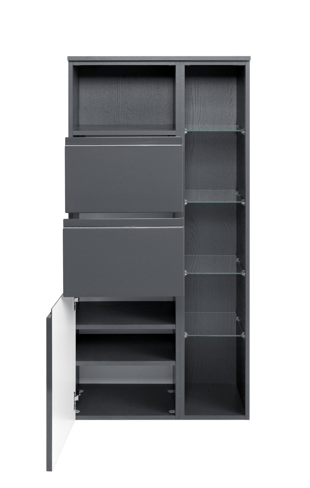 Midischrank in Grau 65/130/35 cm  - Graphitfarben, Design, Holzwerkstoff (65/130/35cm) - Held