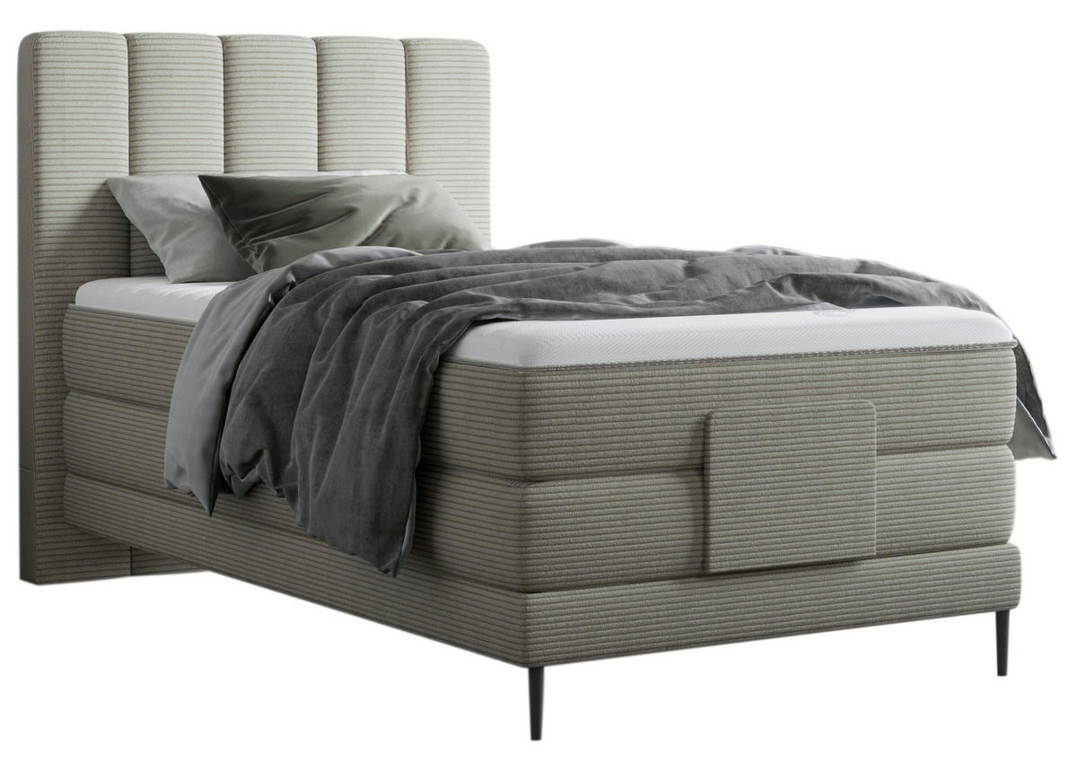 BOXSPRING-ÁGY 100/200 cm  világosszürke  - világosszürke/fekete, Natur, textil/fém (100/200cm) - Esposa