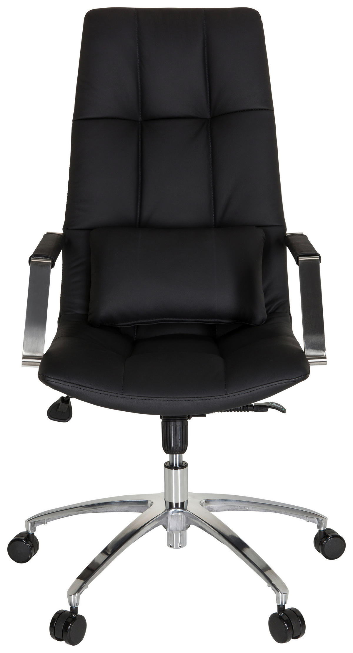 DREHSTUHL Schwarz  - Silberfarben/Schwarz, MODERN, Leder/Kunststoff (58/115/74cm) - MID.YOU