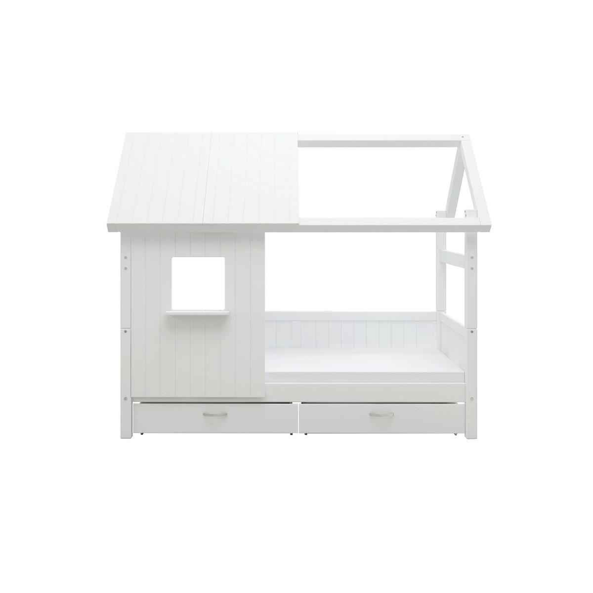 HAUSBETT 90/200 cm,  in Weiß, Rollrost, Bettschublade  - Weiß, MODERN, Holz (90/200cm) - Chameo