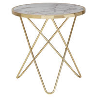 MIZICA, bela, zlate barve  - zlate barve/bela, Design, kovina/leseni material (55/55/57cm) - MID.YOU