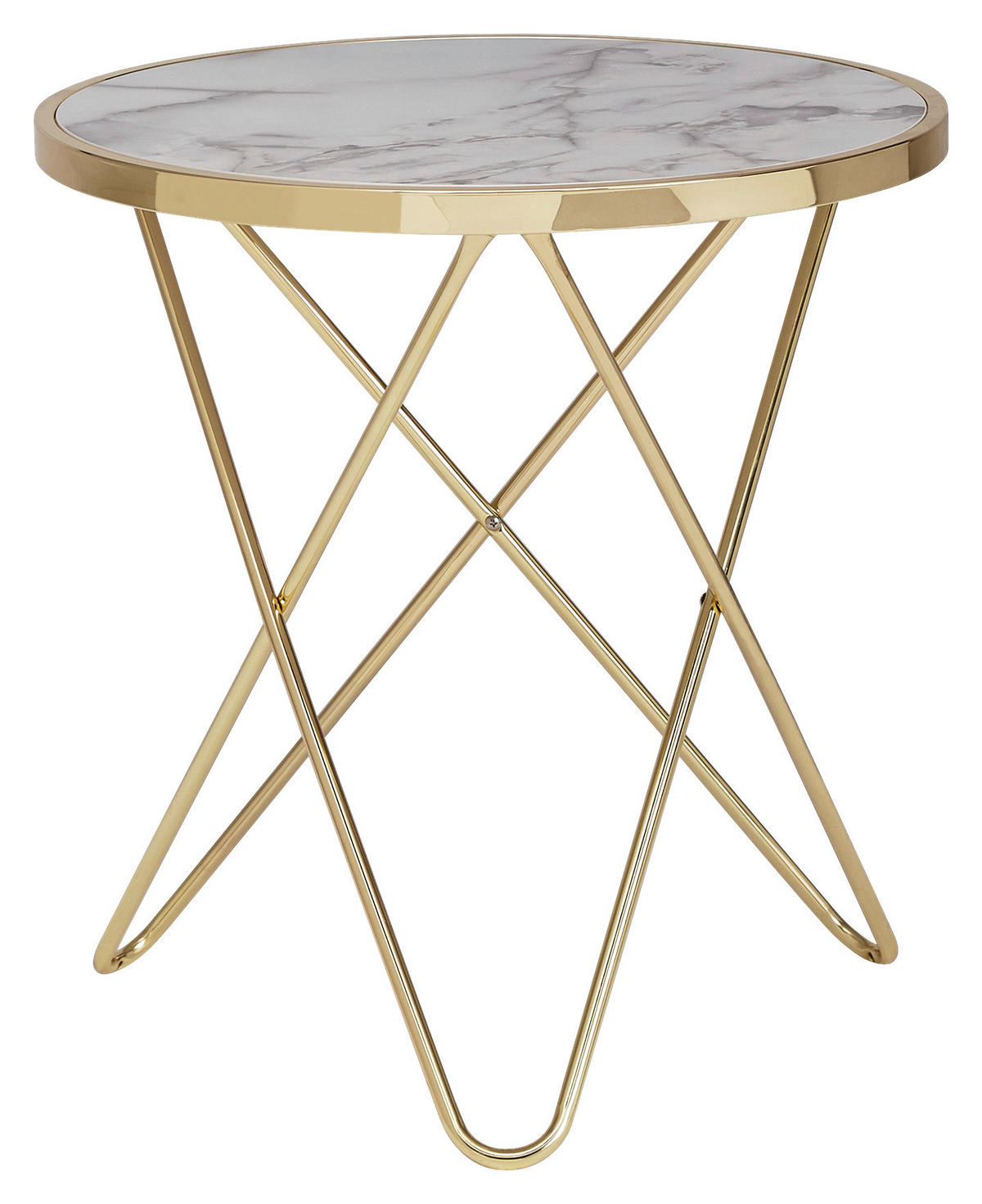 MIZICA, bela, zlate barve  - zlate barve/bela, Design, kovina/leseni material (55/55/57cm) - MID.YOU