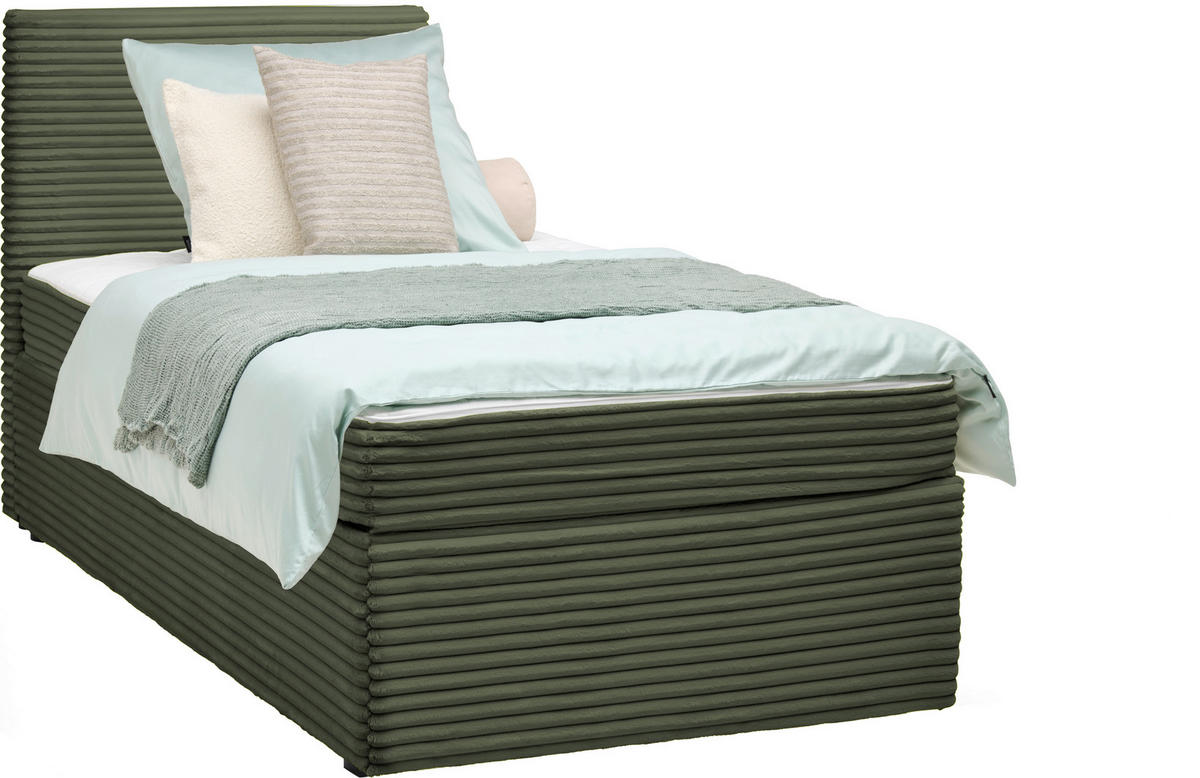 BOXBETT 100/200 cm,  in Grün, H3 = fest  - Schwarz/Grün, MODERN, Holz/Textil (100/200cm) - MID.YOU