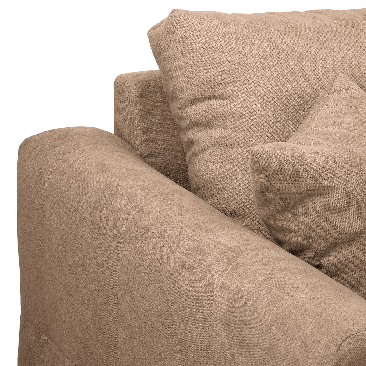 ECKSOFA inkl. Hocker Ariella Beige Mikrofaser  - Beige/Naturfarben, Design, Holz/Textil (161/231cm) - Livetastic