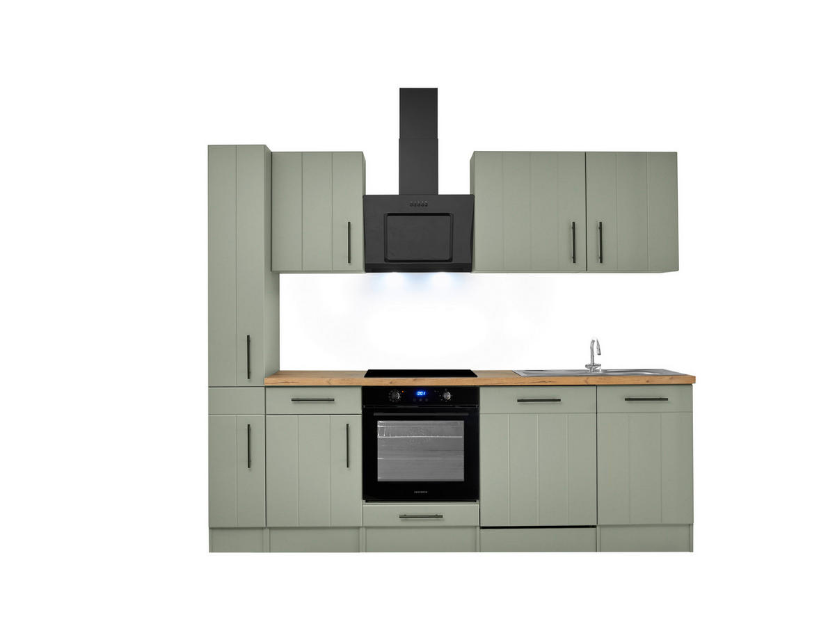 KÜCHENBLOCK 250 cm   in Wildeiche, Schilfgrün  - Schilfgrün/Wildeiche, Trend, Holzwerkstoff/Metall (250cm) - Respekta