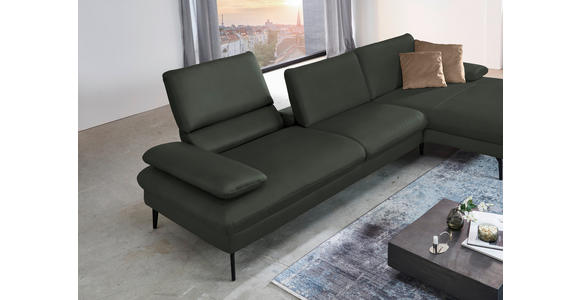 ECKSOFA in Echtleder Dunkelgrün 325/157 cm - Dunkelgrün/Schwarz, Design, Leder/Metall (325/157cm) - Dieter Knoll