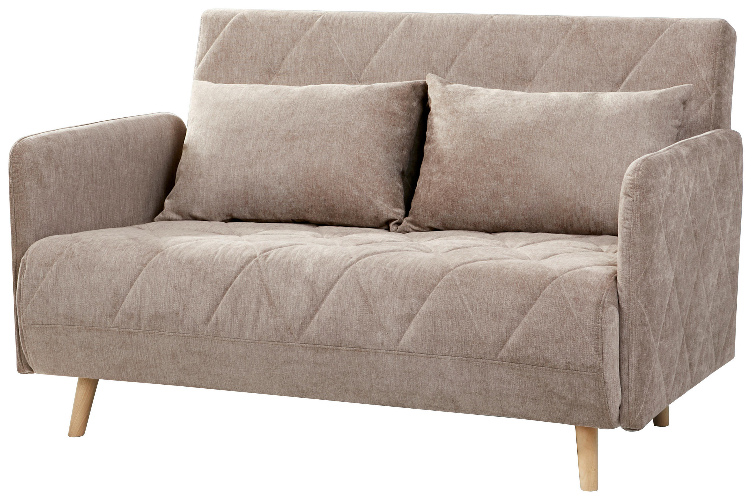 SCHLAFSOFA Webstoff Hellbraun  - Hellbraun/Eichefarben, LIFESTYLE, Holz/Textil (132/81/90cm) - MID.YOU