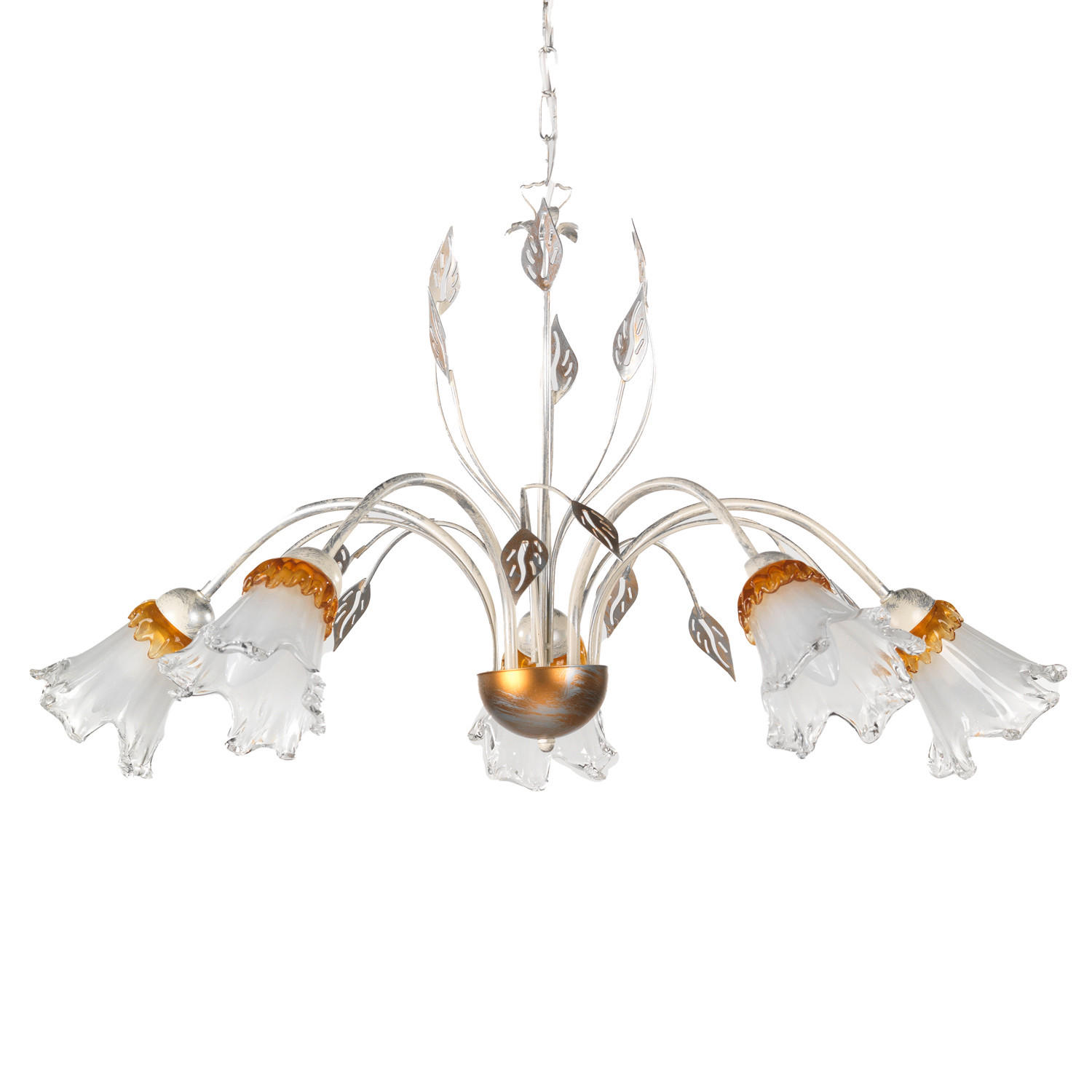 KRONLEUCHTER 80/105 cm   - Weiß, KONVENTIONELL, Glas/Metall (80/105cm)