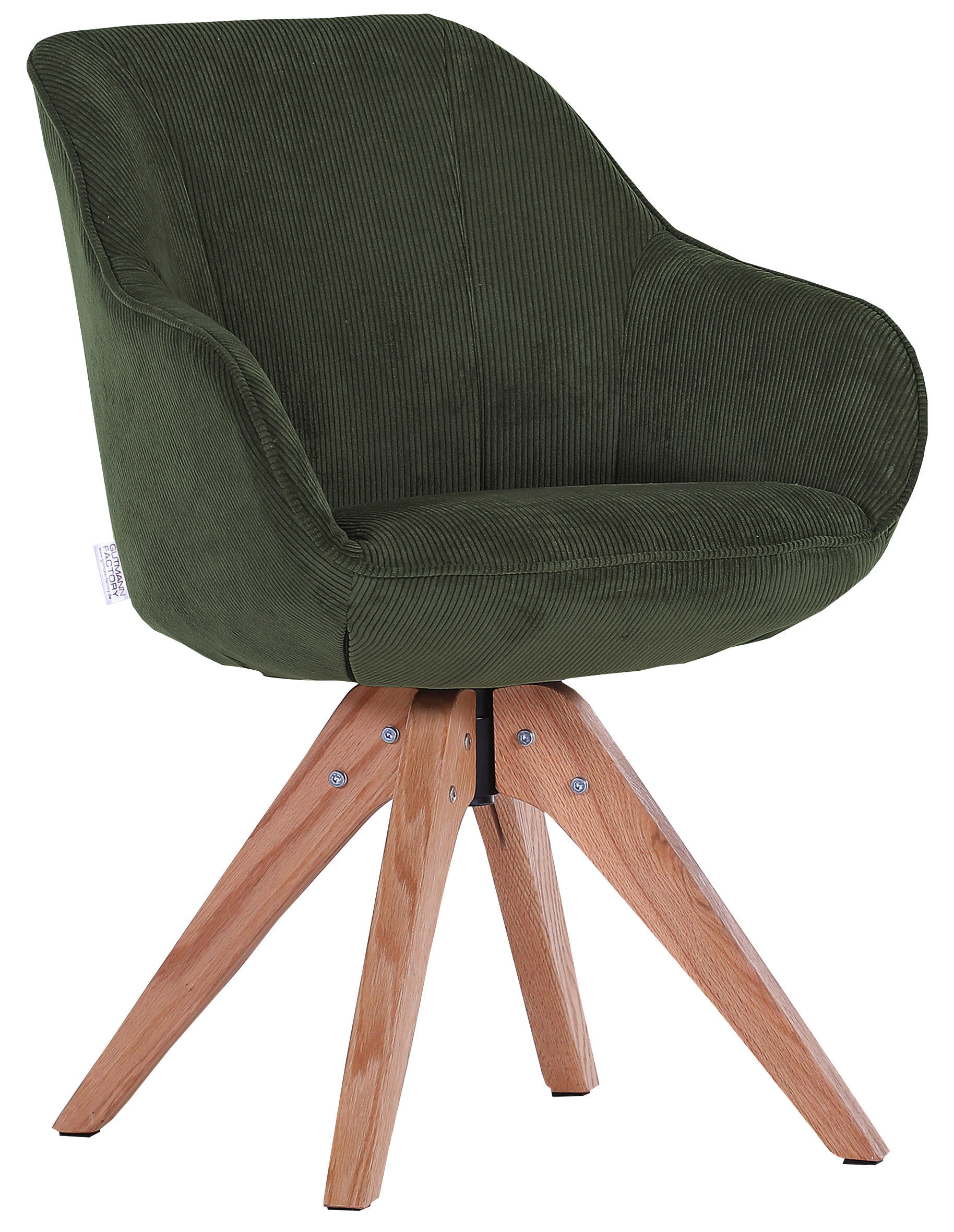 ARMLEHNSTUHL  in Cord  - Olivgrün/Naturfarben, LIFESTYLE, Holz/Textil (60/83/65cm) - home24