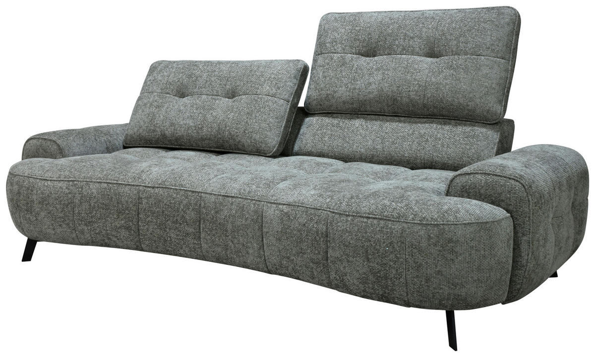 2-SITZER-SOFA Chenille Grau  - Schwarz/Grau, Design, Kunststoff/Textil (230/84/104/111/122cm) - Livetastic