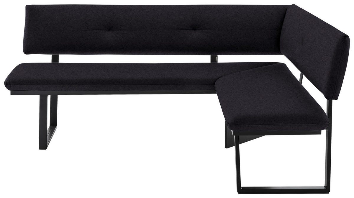 ECKBANK 180/140 cm  in Anthrazit, Schwarz  - Anthrazit/Schwarz, MODERN, Textil/Metall (180/140cm) - Cantus