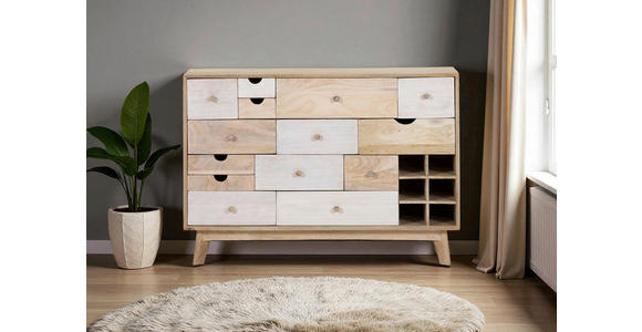 KOMMODE Kata  in 115/80/42 cm  - Naturfarben/Weiß, Design, Holz (115/80/42cm) - Landscape