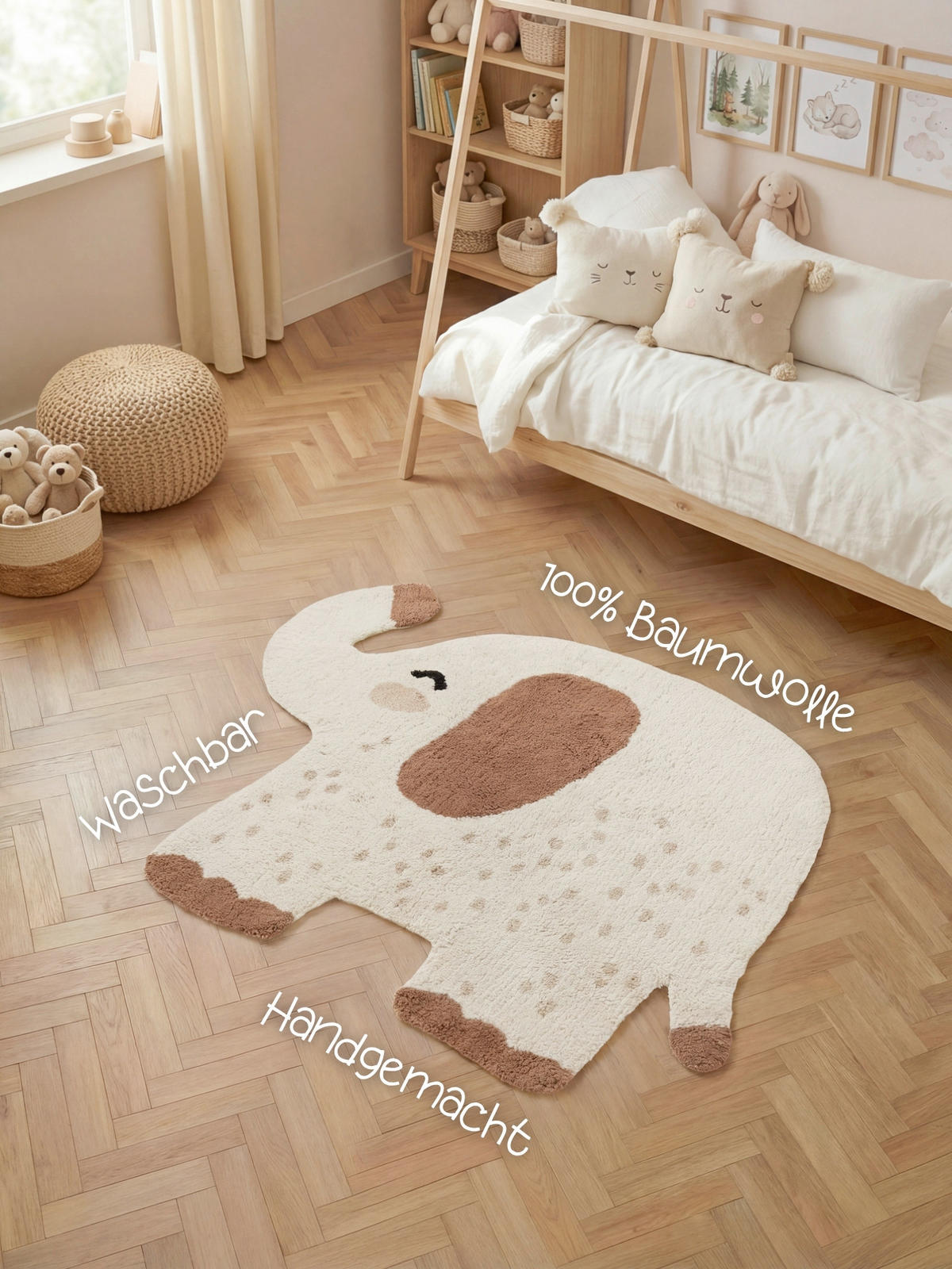KINDERTEPPICH 95/120 cm Snuggle Emmi Elefant  - Multicolor/Creme, Basics, Kunststoff/Textil (95/120cm) - Hanse Home