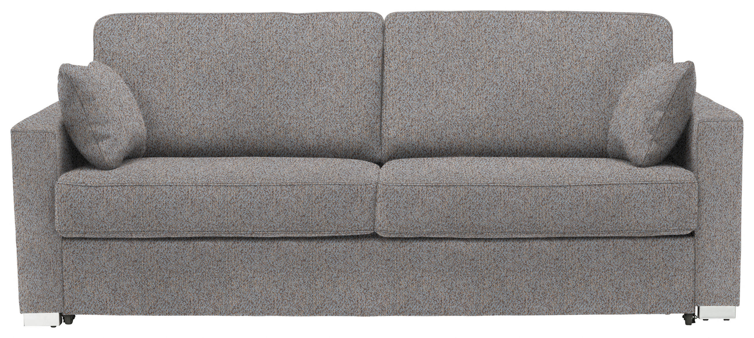 SCHLAFSOFA Webstoff Blau, Braun  - Chromfarben/Blau, KONVENTIONELL, Textil/Metall (208/86/97cm) - Novel