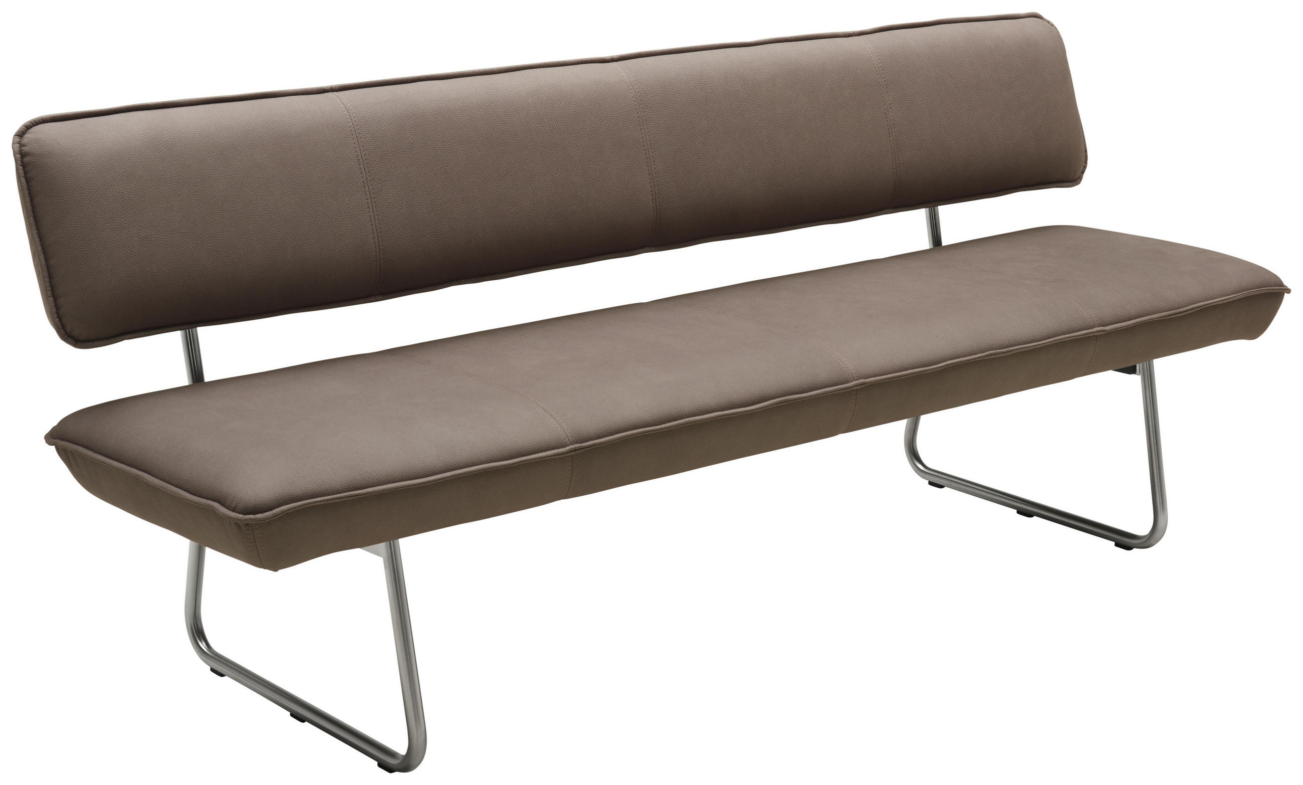 Sitzbank 200/87/67 cm in Braun, Edelstahlfarben