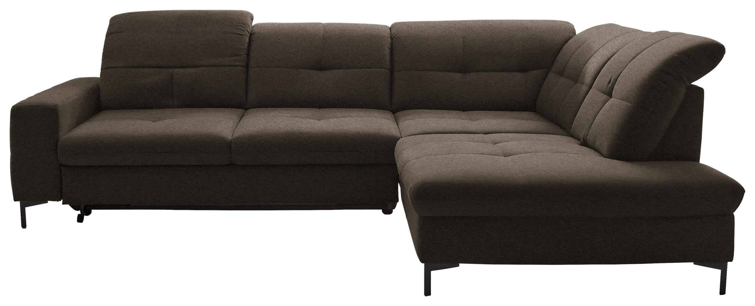 ECKSOFA in Chenille Dunkelbraun  310/240 cm  - Dunkelbraun/Schwarz, Design, Textil/Metall (310/240cm) - Xora